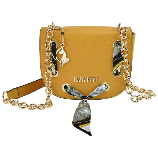 Bolsa Para Mujer Satchel Correa Con Cadena Color Amarillo