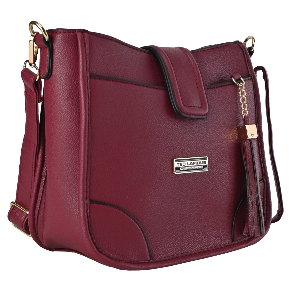 Bolsa Bandolera Cruzada Ted Lapidus Para Mujer Color Vino