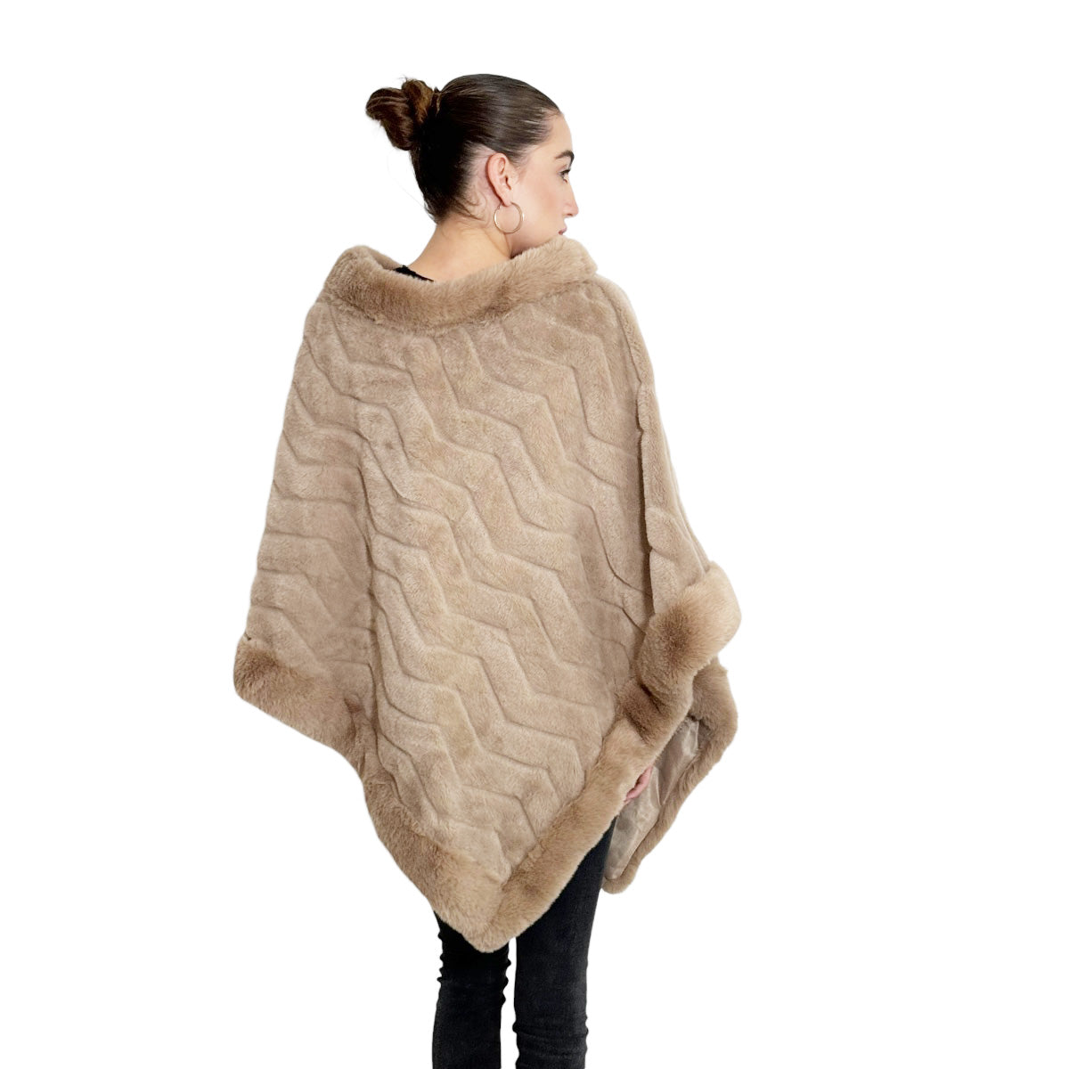 Capa Poncho De Moda Para Mujer Elegante Casual Cómodo Marrón