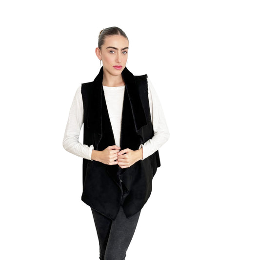 Chaqueta Tipo Chaleco Afelpado A La Moda Para Mujer Unitalla Color Negro