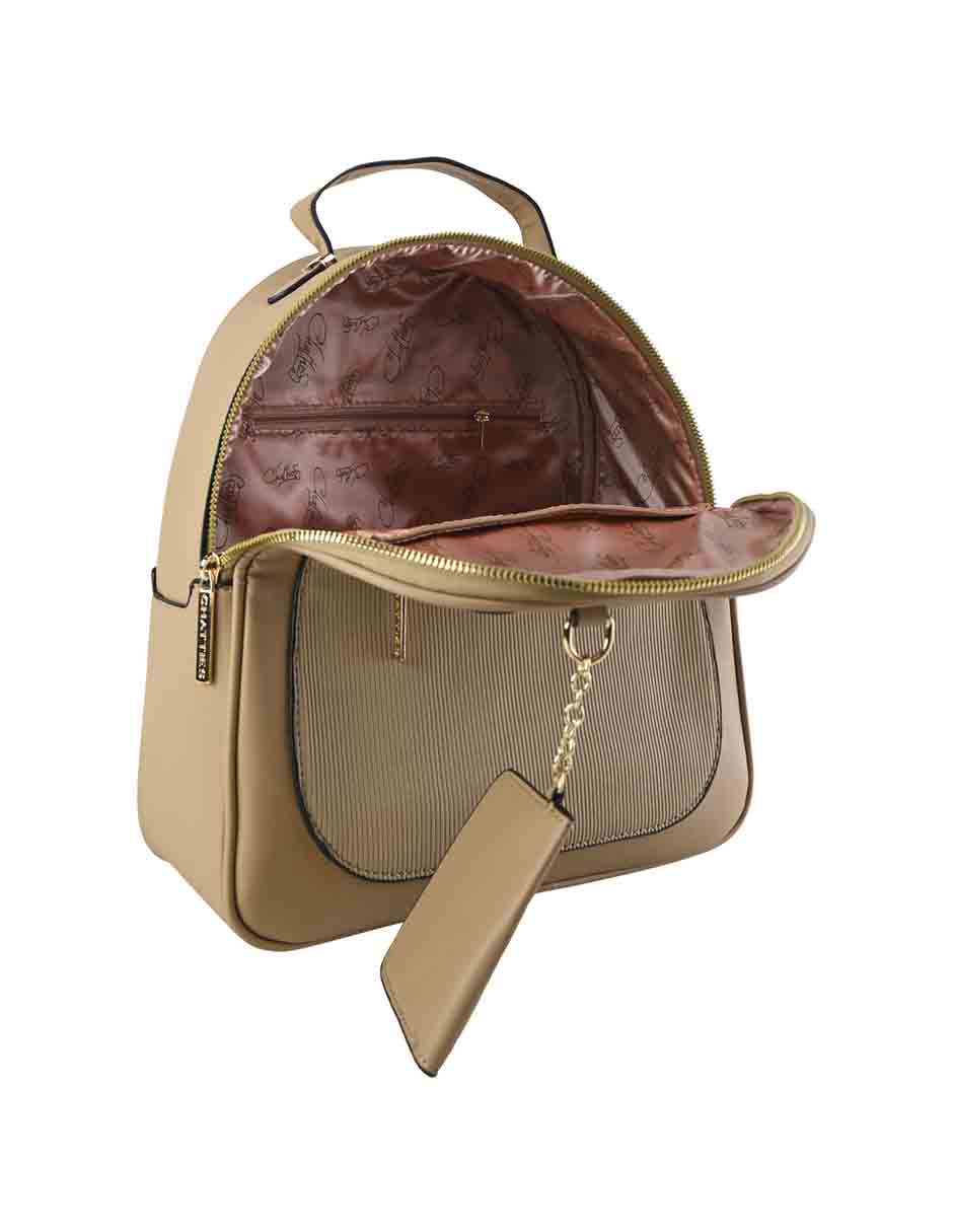 Bolso Backpack Beige Chatties Con Monedero