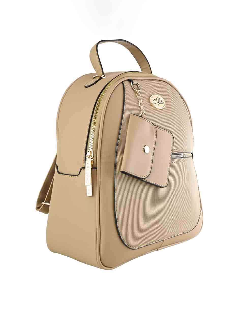 Bolso Backpack Beige Chatties Con Monedero