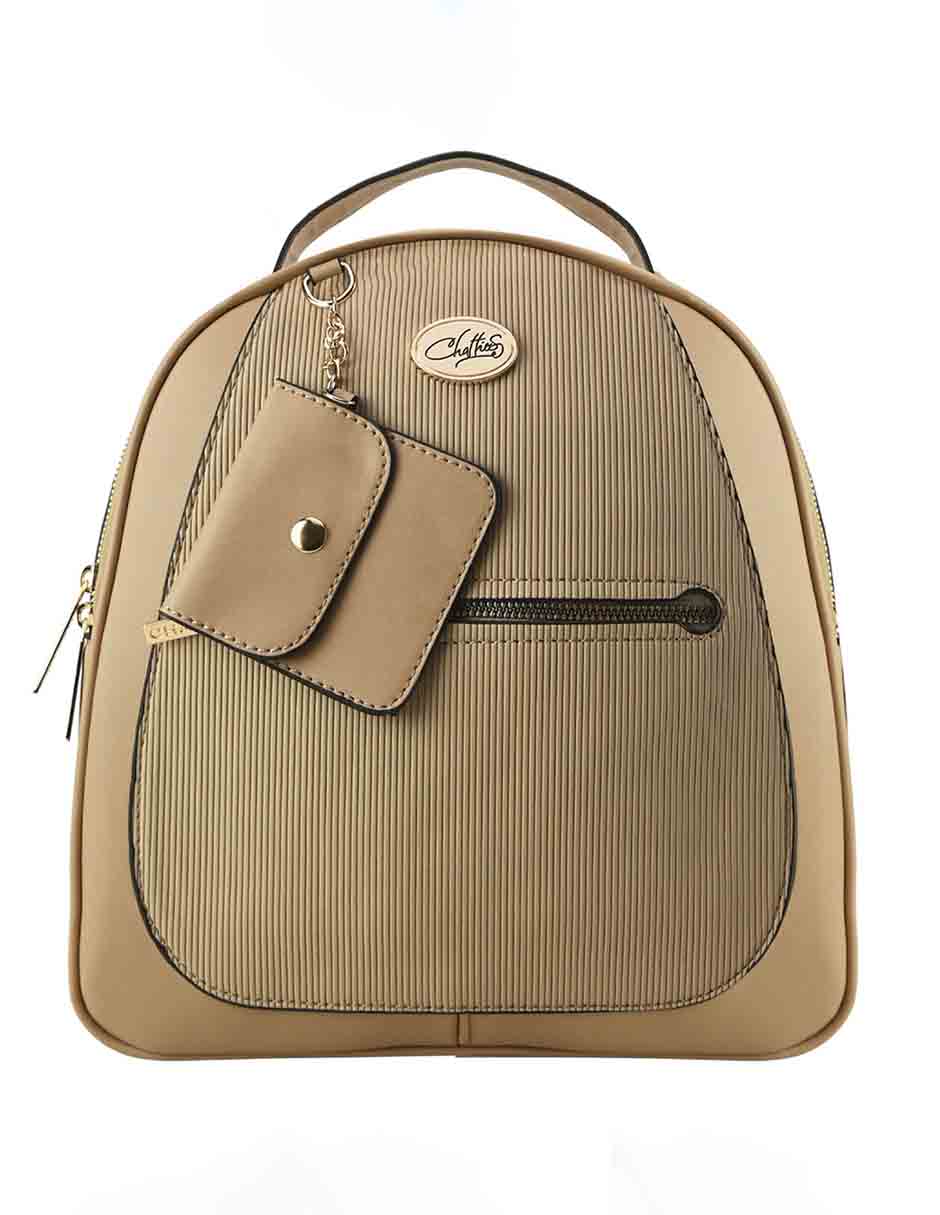 Bolso Backpack Beige Chatties Con Monedero